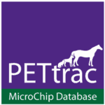 Purple PETtrac logo, one of the UK's largest pet microchip databases